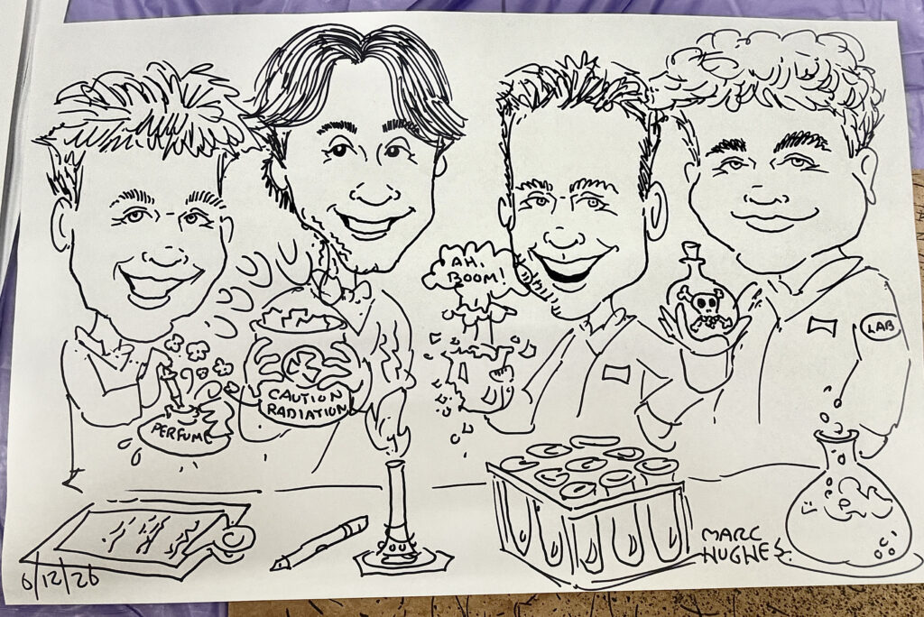 Group caricature from graduation party.